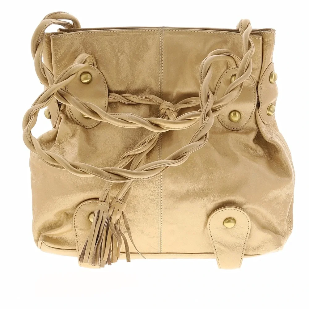 MUST GO PRICING Michael Rome Italian Leather Gold Snap Top Bag